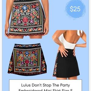 Lulu's Black Embroidered Mini Skirt